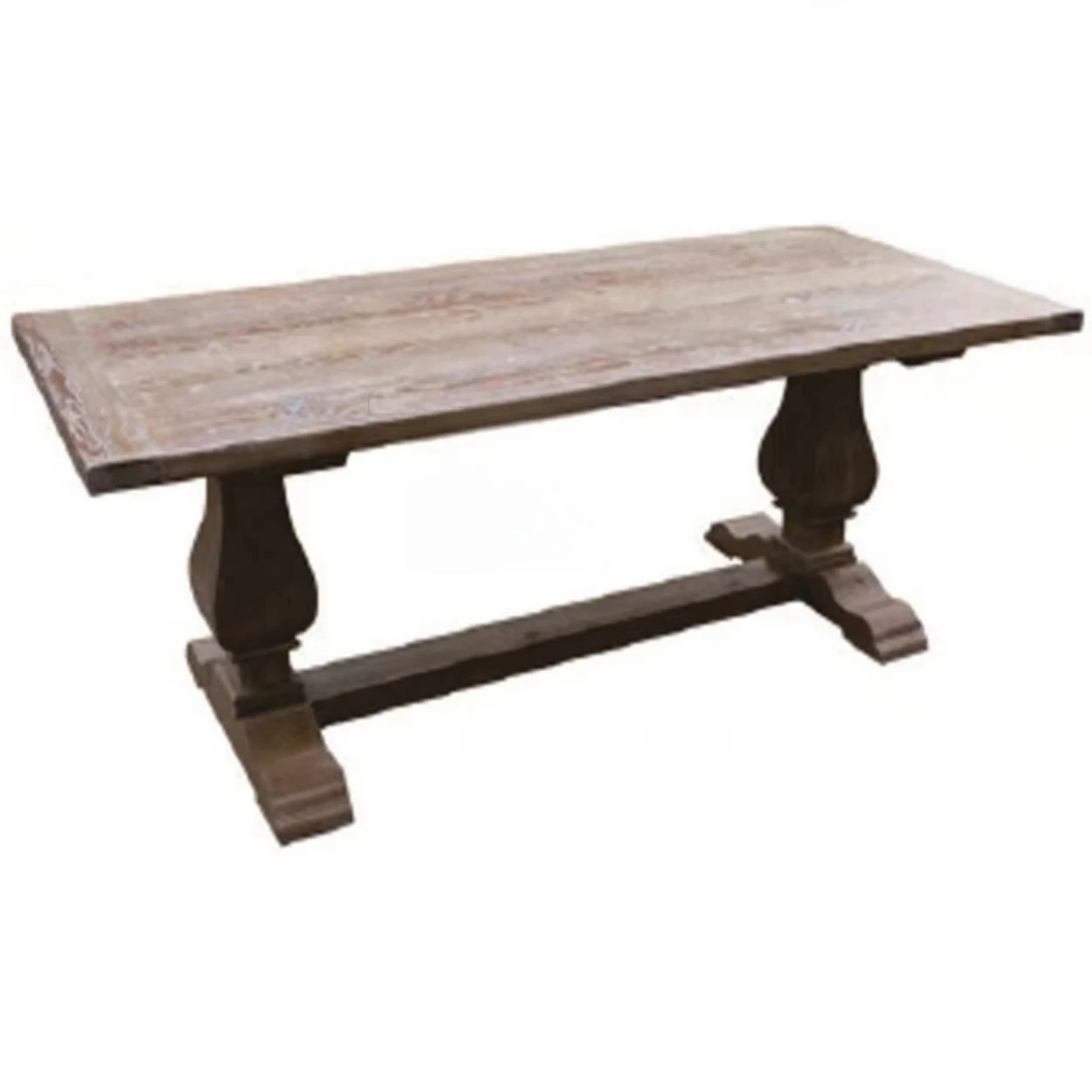 # Reclaimed Elm Plank Top with Pail Leg Pedestal Dining Table