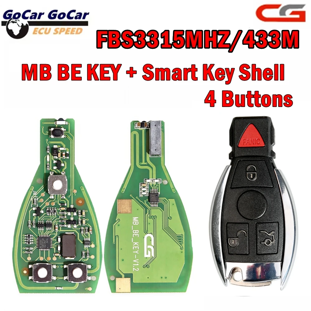 

Новейший 4-клавишный ключ CGDI MB CG BE Mercedes Benz, все ключи 315 МГц/433 МГц, совместимый с программатором CGDI MB поддерживает BGA с корпусом ключа