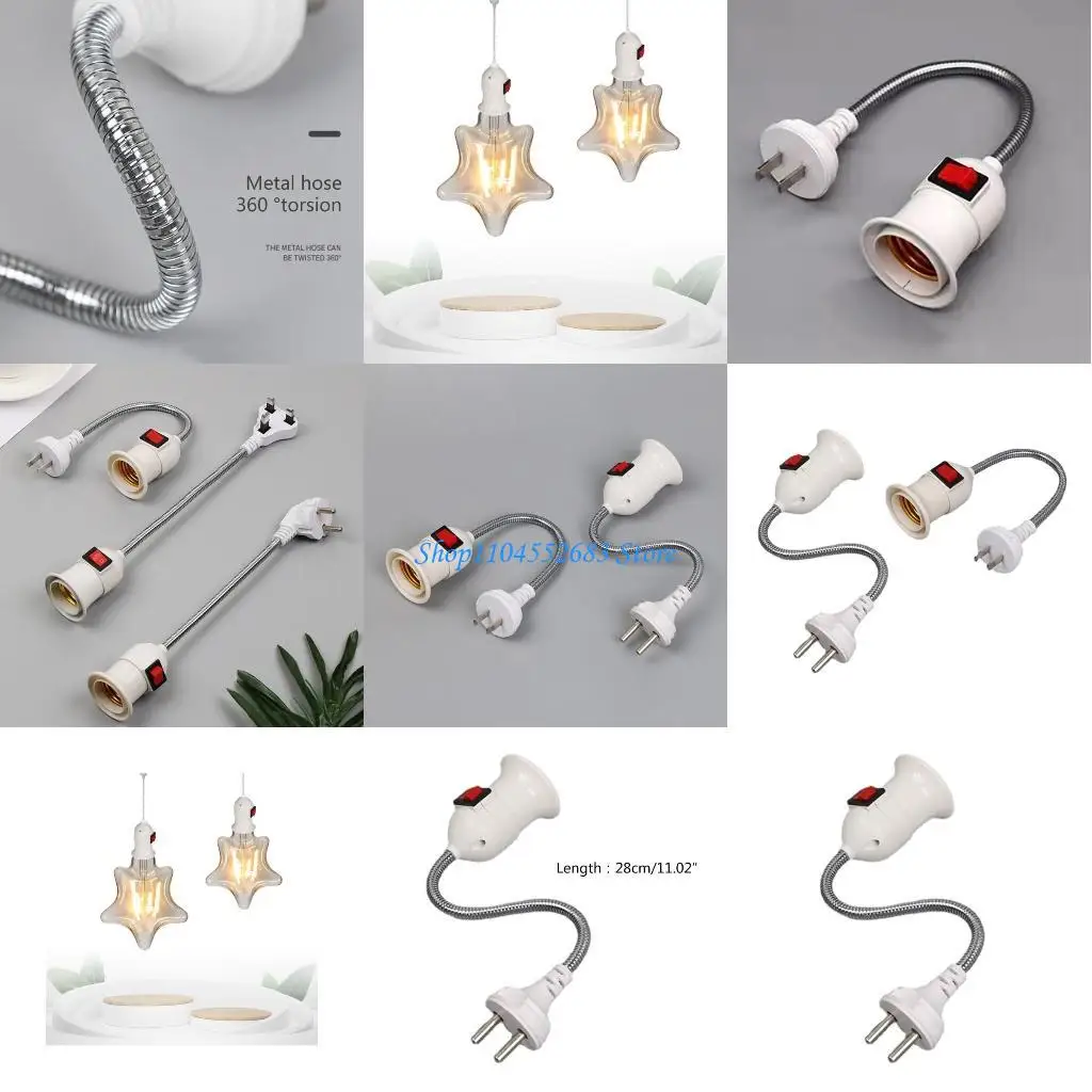 Y6GD Lamp Base Universal EU US Plug Bulb Holder with Switch Adjustable Socket Holder