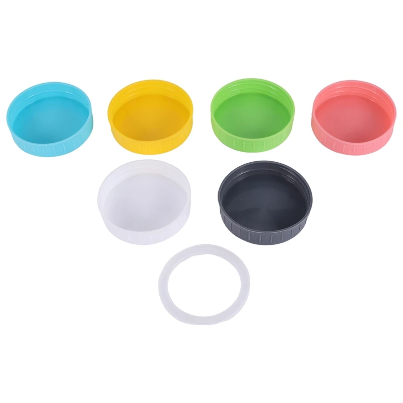 18Pcs Plastic Regular Mouth Jar Lids For Ball, Kerr And More With Rings - Colored Plastic Storage Cap-HFIL