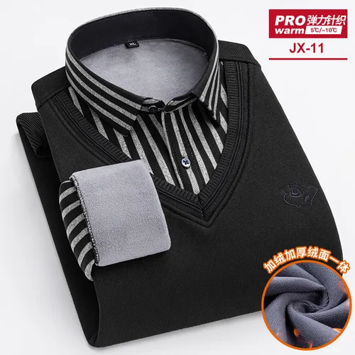 Imagen 2 del producto Camisa gruesa de lana para hombre, prenda de vestir de alta calidad, ajustada y cálida, sin planchado, para ocio y negocios, otoño e invierno, novedad de 2024
