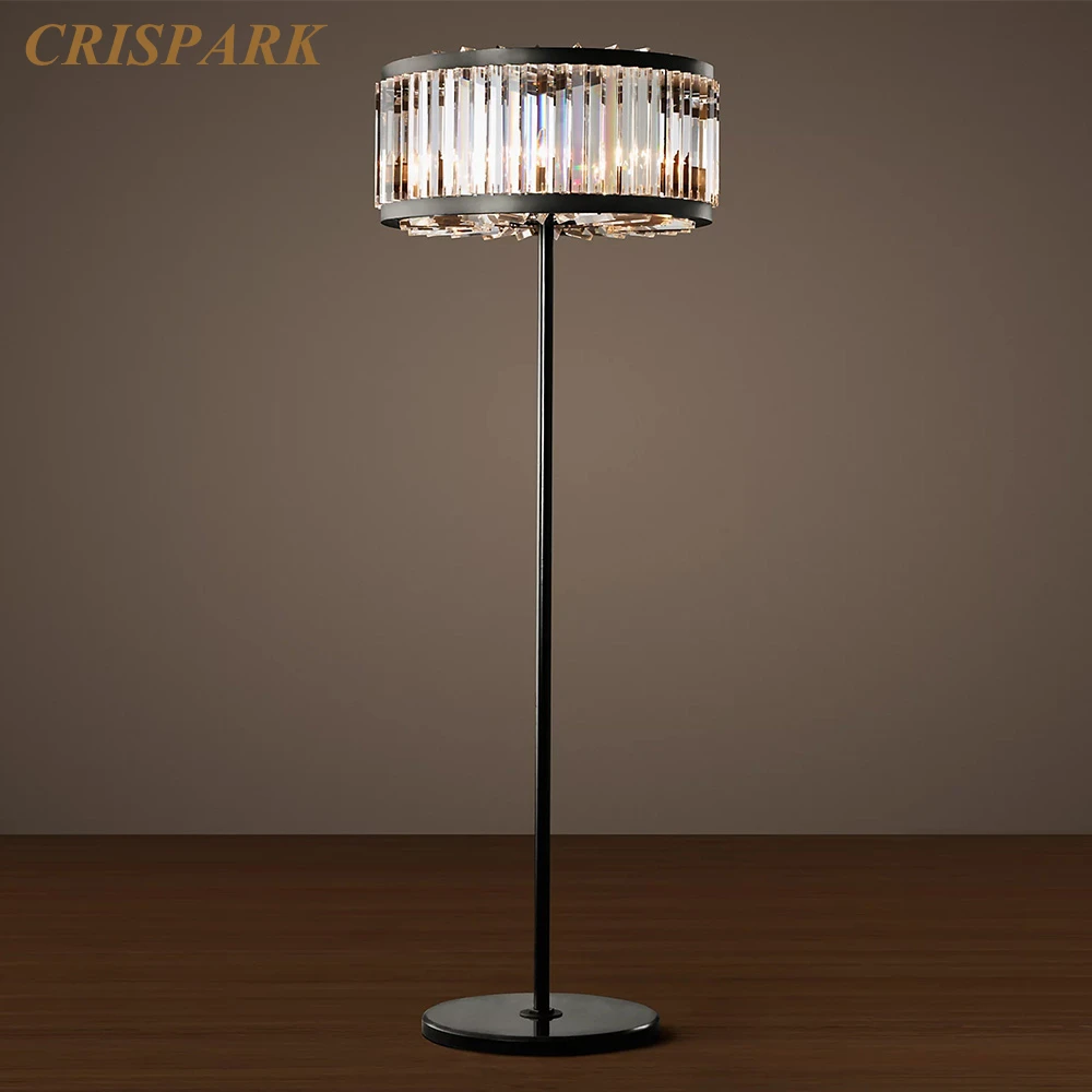 Welles Floor Lamp for Living Room Prism Clear Smoke Crystal Standing Lamps for Bedroom Modern Home Black Table LED Light Fixture