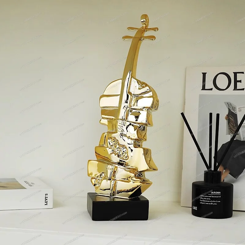 Creative violin ornament light luxury high-end handicrafts wine cabinet decoration study office desktop decoration gift