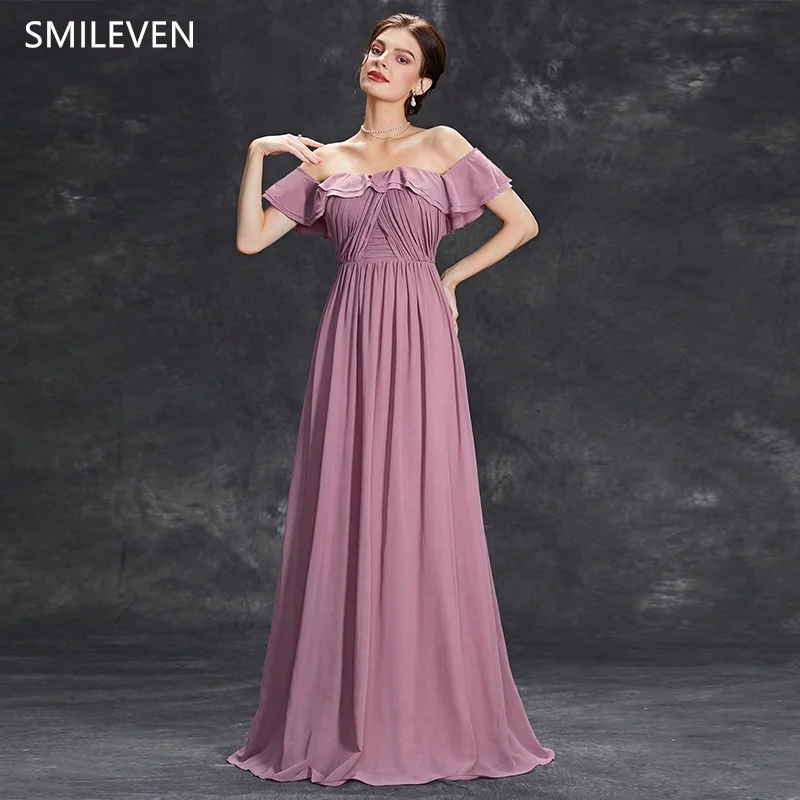 

LORIE Purple A-line Off The Shoulder Bridesmaid Dress Sweathear Backless Bridsmaid Dresses Sisters Group Bridesmaid Customized