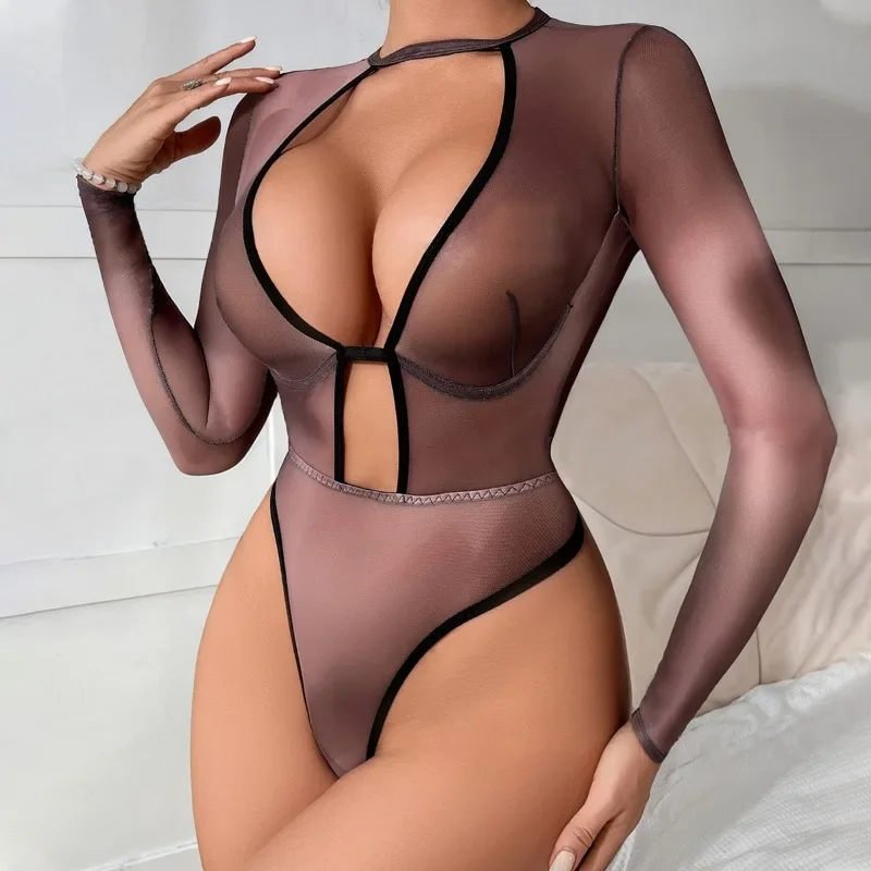 

Sexy Lingerie Jumpsuits Set for Women Sexy Plunge Hollow Out Underwear Women's Backless Perspective Body Sculpting Set