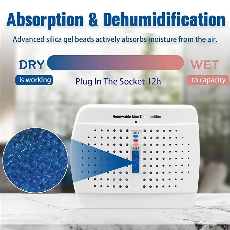 BAAN-Indoor Oplaadbare Ontvochtiger EU Plug Recyclebaar Huishoudelijk Anti-Schimmel Vochtbestendig Droogmiddel Garderobe