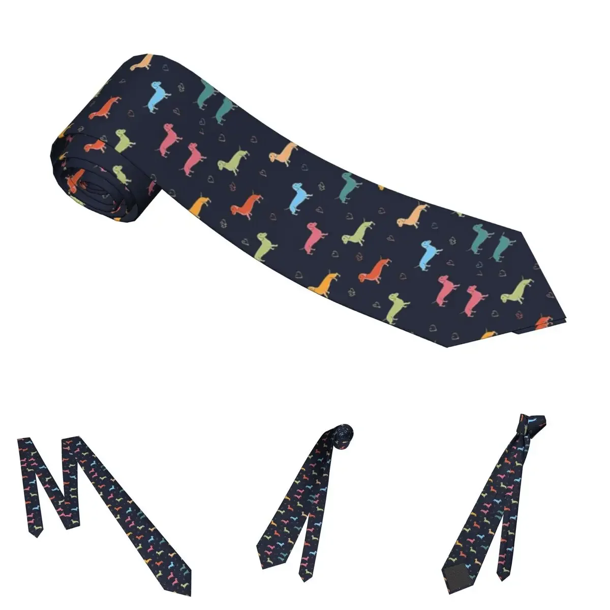 Sausage Dog Neckties Unisex Polyester 8 cm Dachshund Wiener Doxie Neck Tie for Mens Slim Narrow Wedding Accessories Party