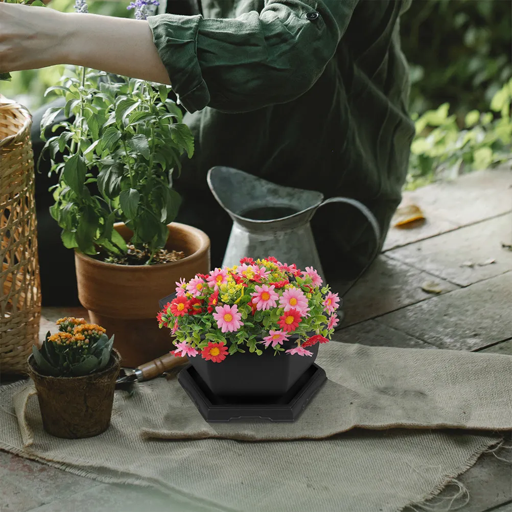 1Set PP Indoor Planter Pot with Tray for Indoor Plants Flowerpot Succulent Bonsai Planter Decorative Drainage Flower Pot Small