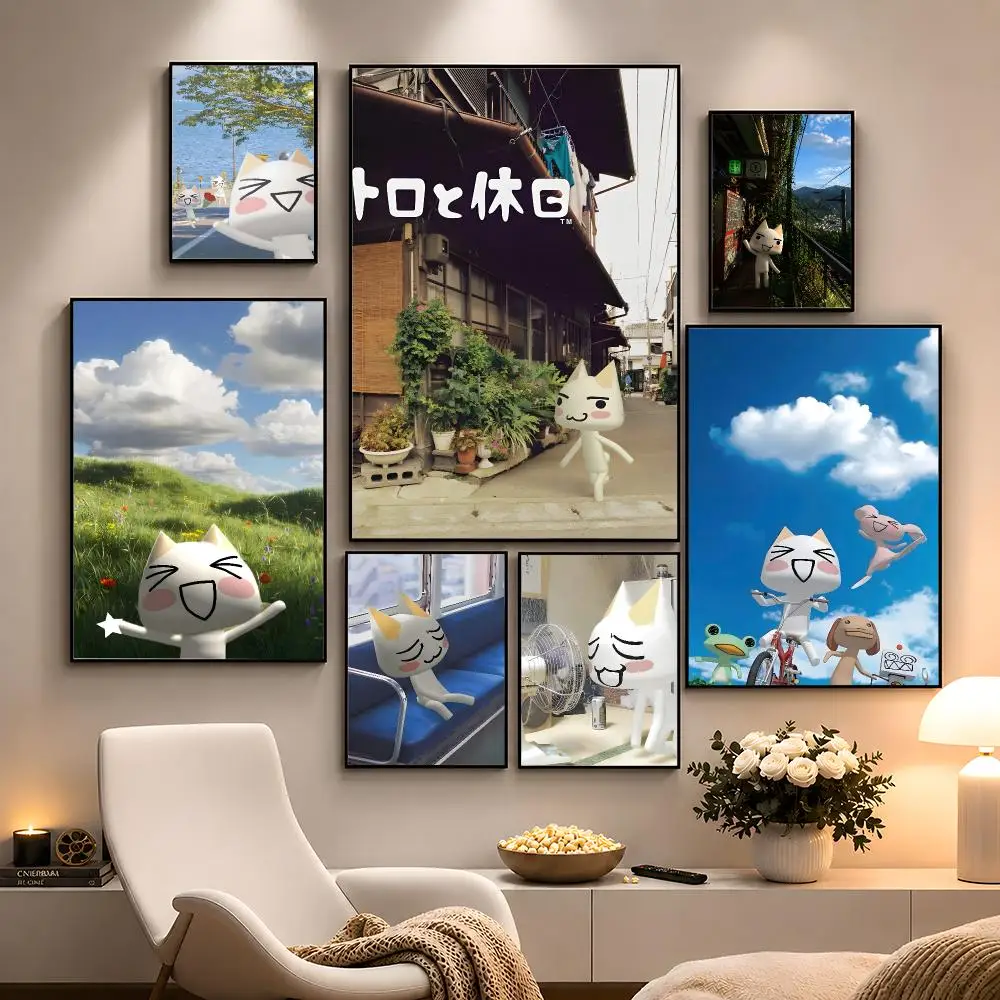 Character Toro Inoue Cat Kawaii Japanese Poster Peel And Stick Wall Art PP Waterproof HD Bedroom Living Room Home Decor Gift