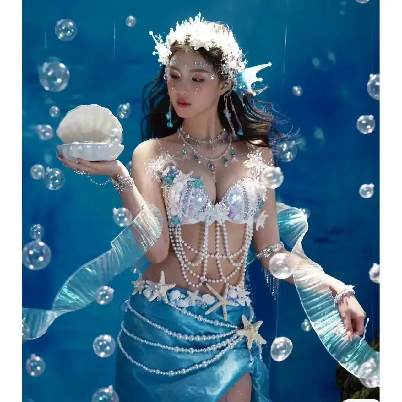 Электрофестиваль Oceanarium 2025, бюстгальтер-бар, костюм русалки, бикини с блестками и блестками, купальный костюм, бесплатное выступление для дайвинга
