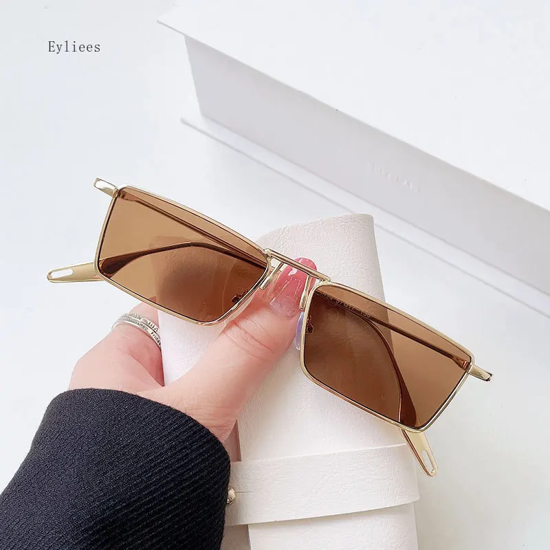 Classic Metal Punk Square Sunglasses Men Women Retro Double Bridges Fashion Woman Polygon Sunglasses Trendy Vintage Shades UV400 image 2