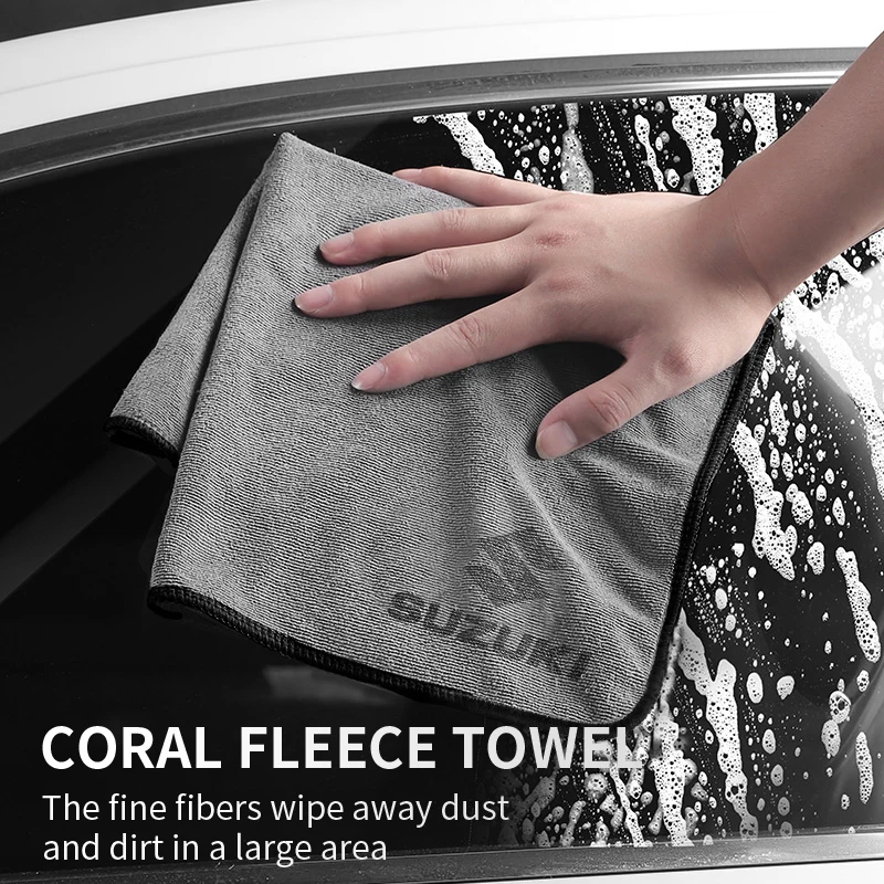 Car Wash Microfiber Towel Auto Emblem Cleaning Drying Rag Cloth Auot Accessories For Suzuki Grand Swift Jimny Vitara Baleno SX4