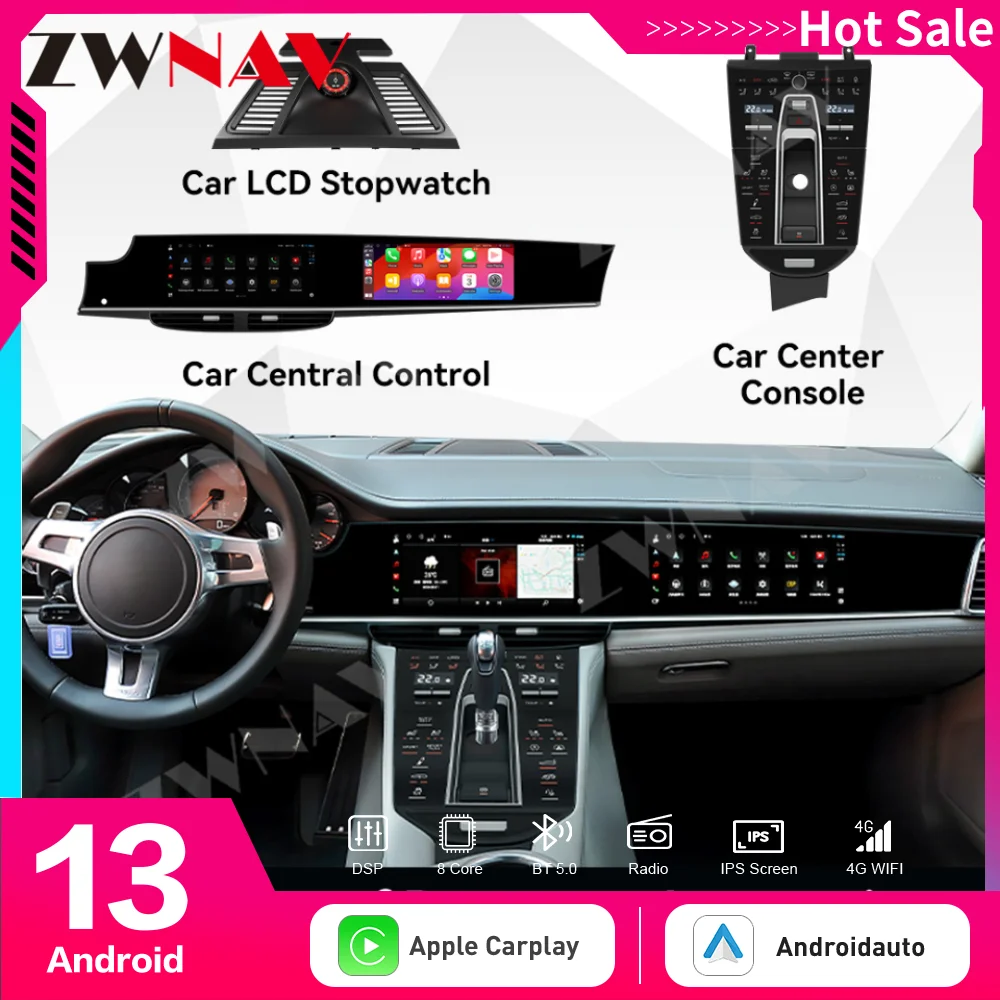 12.3 Inch Dual Screen Central control For Porsche Panamera 2010-2016 Car Multimedia player Radio GPS NAVI, Android 13 Head Unit-