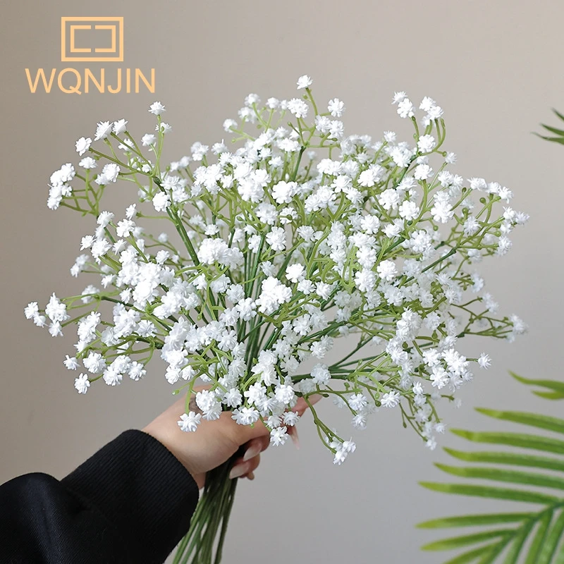 Flores artificiales de plástico para decoración del hogar, ramos de Gypsophila para fiesta de boda, hecho a mano, 5 piezas