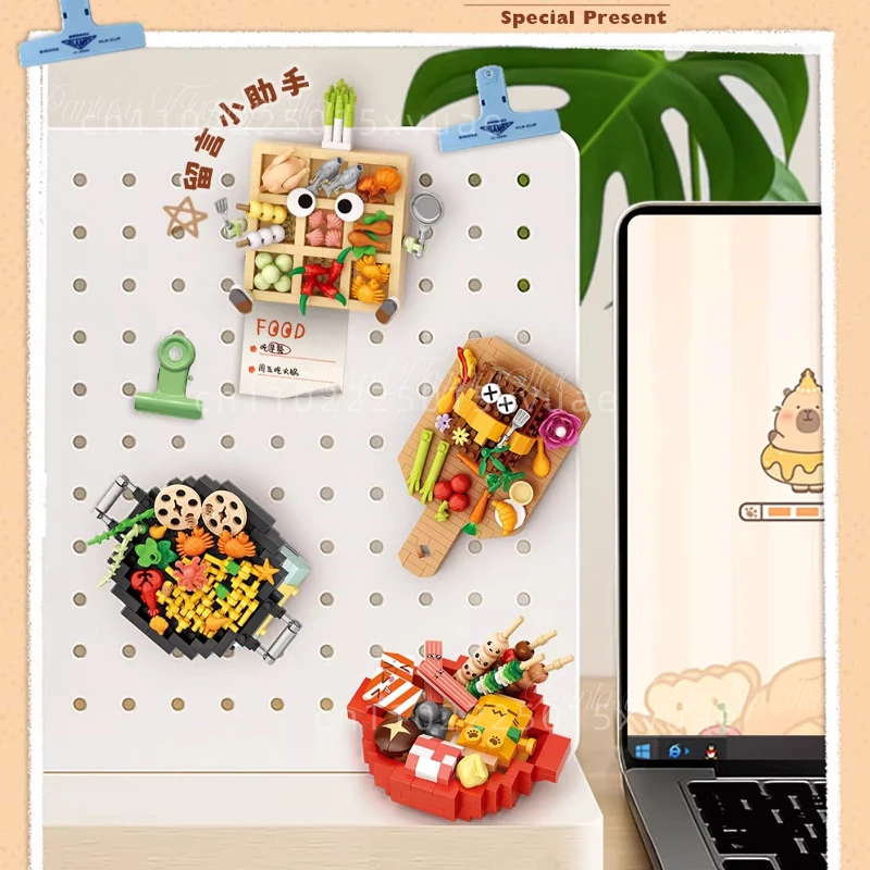 フードセット食事ビルディングブロック関東料理食品組み立てモデルパズルおもちゃ磁気冷蔵庫ステッカーかわいい装飾ギフト