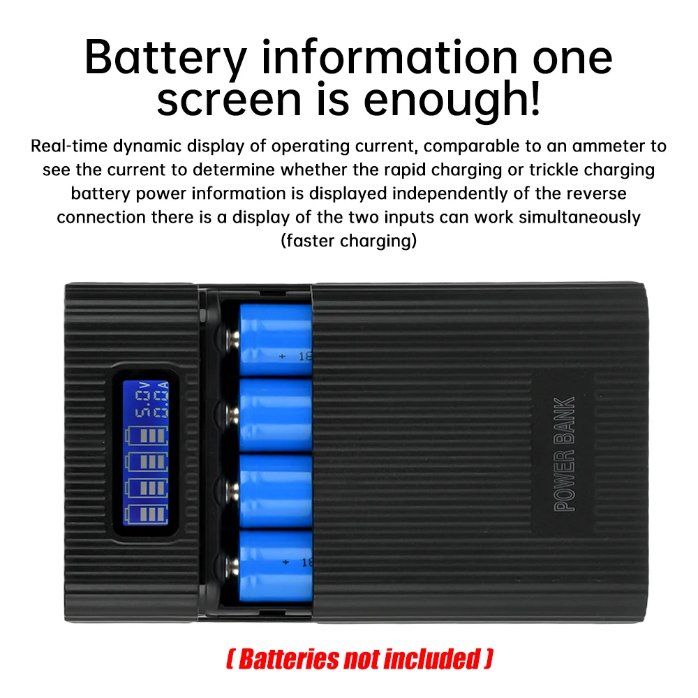 Battery Holder Power Bank Case 18650*4 5V Dual USB Digital Display Charging DIY Shell for Mobile Phone Battery Storage Box