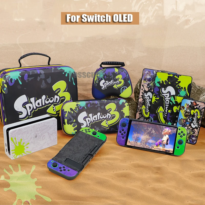 Splatoon Switch OLED powłoka ochronna twarda obudowa torba NS Game Host ochrona zestaw do przechowywania Nintendo przełącz akcesoria