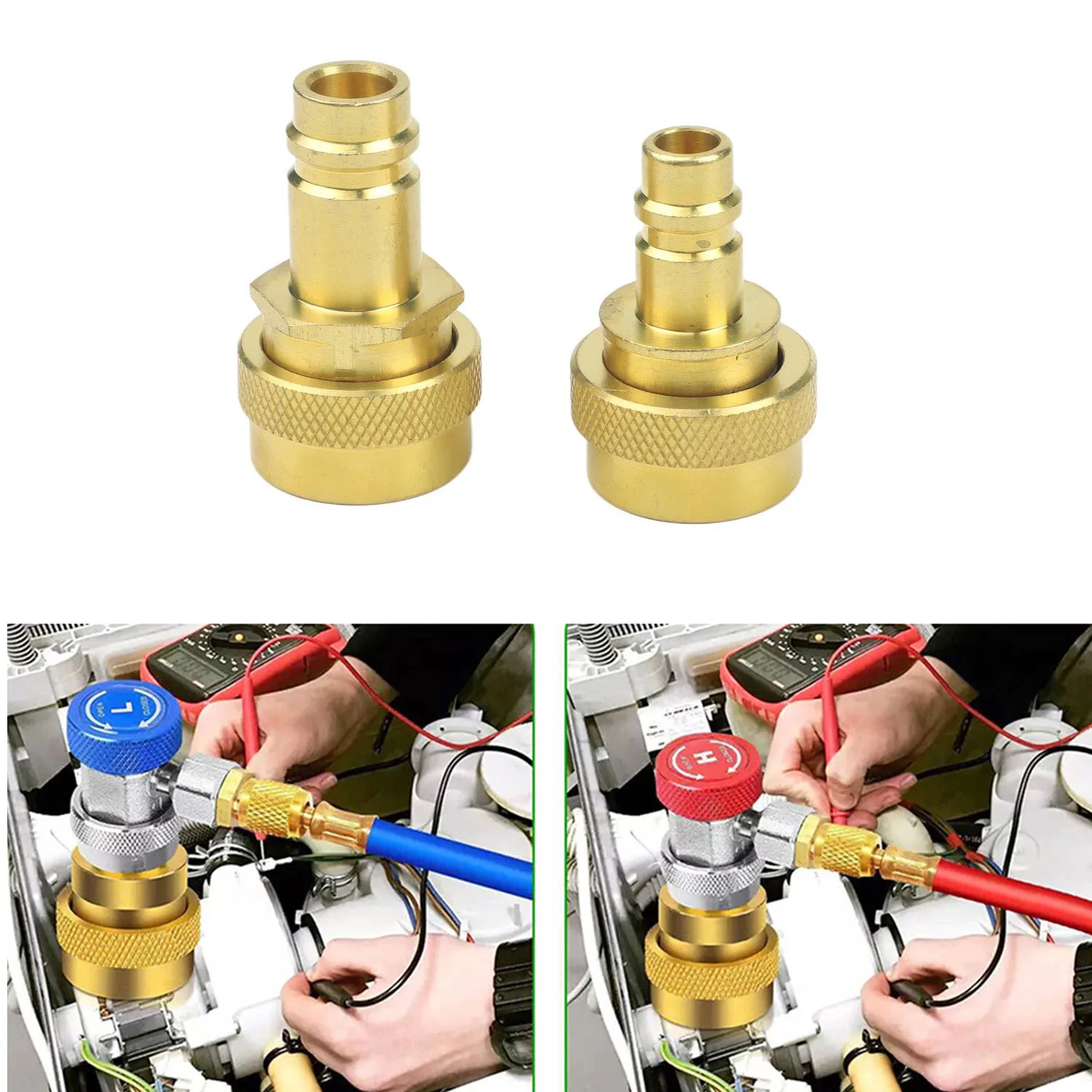 2 Pack Brass AC Adapter For R134A And For R1234YF High Low Pressure Use