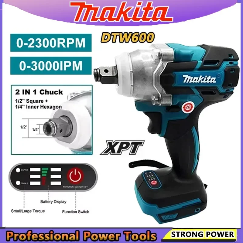 ماكيتا DTW600 مفك براغي كهربائي بدون فرش قابل لإعادة الشحن متوافق مع ماكيتا بطارية 18 فولت مفك براغي