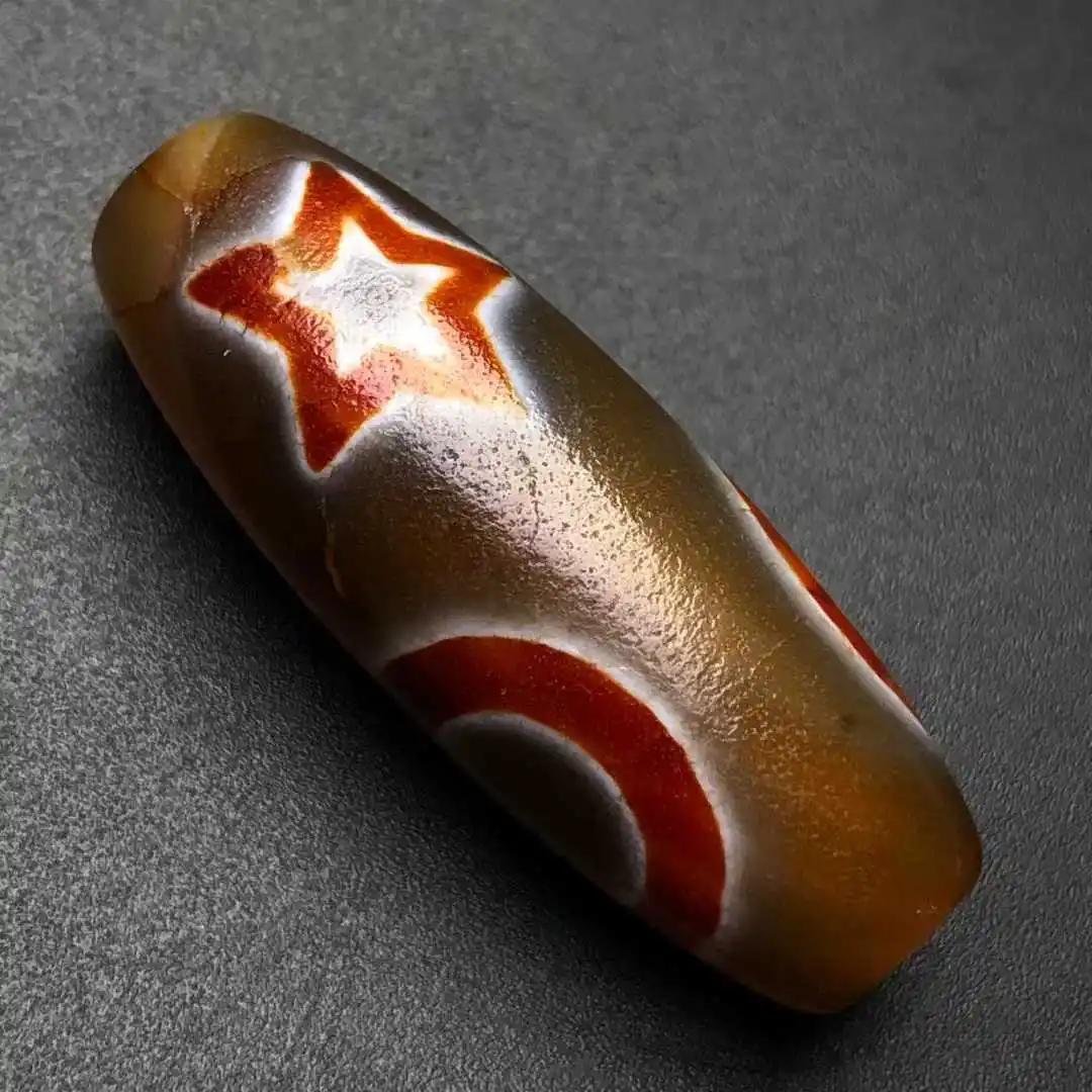 

Old material Natural Agate sun moon and Star Pattern Amulet Perfect Retro diy for Necklace Making