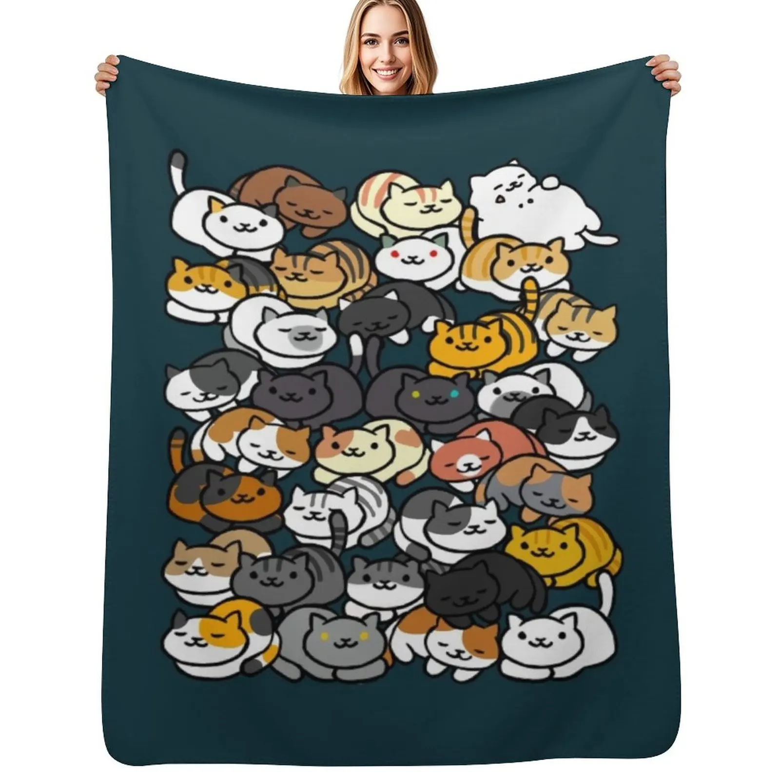 

Neko Atsume Sleepy Kitties Throw Blanket Decorative Sofa Fashion Sofas Giant Sofa Blanket