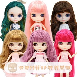 BUZLU DBS-Blythe Doll Ortak Vücut Bebek, yüzü beyaz, parlak ve mat, oyuncak, BJD, ekstra ellerle, kurulu, AB, 1/6, DIY Moda, 30cm Vücuttaki 6 büyük satış, beyaz-parlak-no. 2