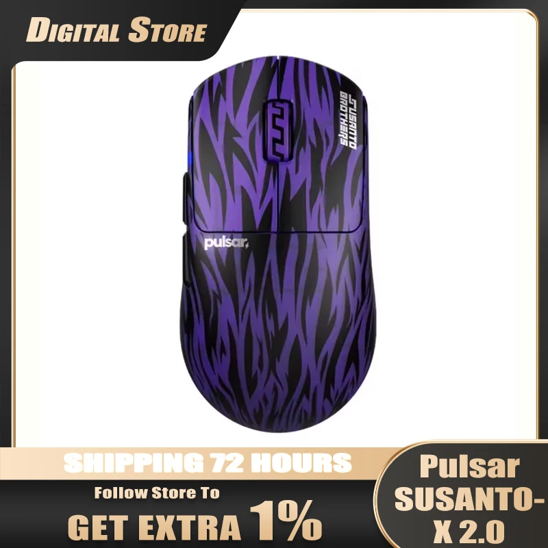 Pulsar XS‑2 SUSANTO‑X2.0 Wireless Gaming Mouse, XCC Co‑branded Phantom Purple Large Size, Lightweight for Valorant CS2 FPS PC
