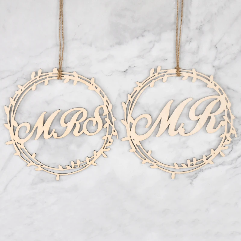 

1set Wedding Wooden Chair Pendant Mr&Mrs Hanging Sign Vintage Rustic Wedding Decoration Photo Props Party Decoration Supplies