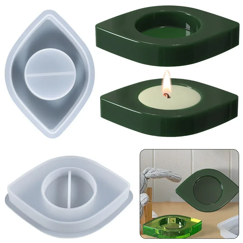 Diy Crystal Drip Candlestick Mold Devil's Eye Shuttle Geometric Candlestick Holder Silicone Mould