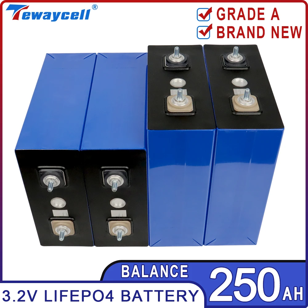 

3.2V 250Ah Lifepo4 Battery Pack Rechargable Cell Grade A Lithium Iron Phosphate Prismatic Brand New RP RV Solar EU US TAX FREE