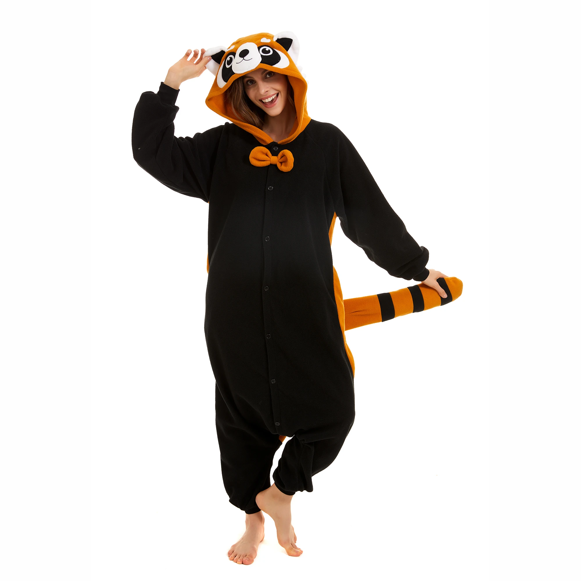 CANASOUR Red Panda Adult Onesie Pajamas for Women Soft Hooded Pyjamas Halloween Christmas Cosplay Costume One-piece Sleepwear