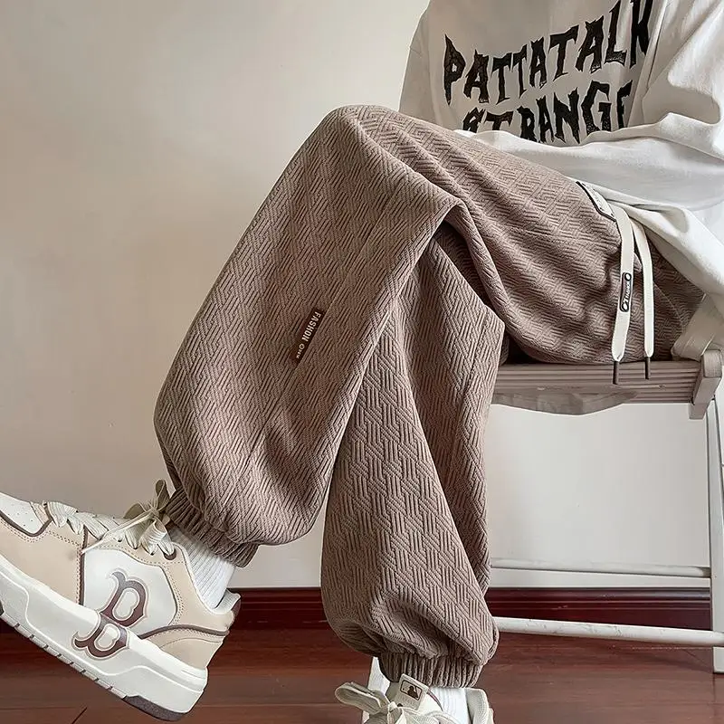 

Мужские повседневные брюки в стиле ретро, американские, весенне-осенние, свободные, с манжетами, спортивные, модные, молодежные, немнущиеся