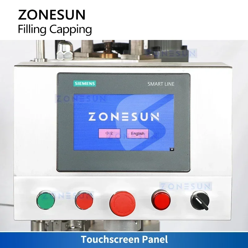 เครื่องบรรจุขวดไวน์อัตโนมัติ Zonesun ZS-AFC880 สายการผลิตอัตโนมัติ 4 หัว เครื่องบรรจุสุญญากาศพร้อมฝาเกลียว ROPP