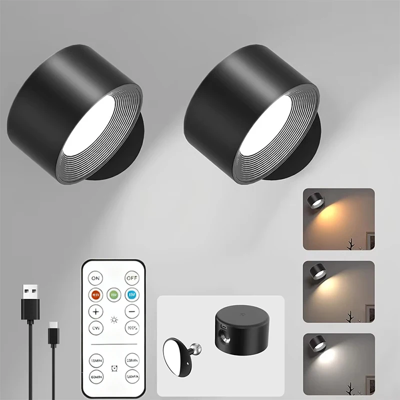 luzes-de-parede-led-com-controle-remoto-luminarias-de-leitura-montadas-na-parede-recarregaveis-2000mah-3-cores-e-regulaveis-magneticas-360-°-rot