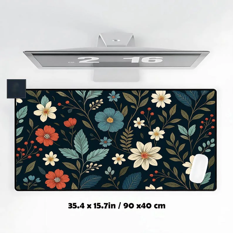 

Dark Floral Table Mat, Non-slip and Waterproof Gaming Mouse Pad, Minimalist Office Decorative Mat, The Perfect Gift for Friends.