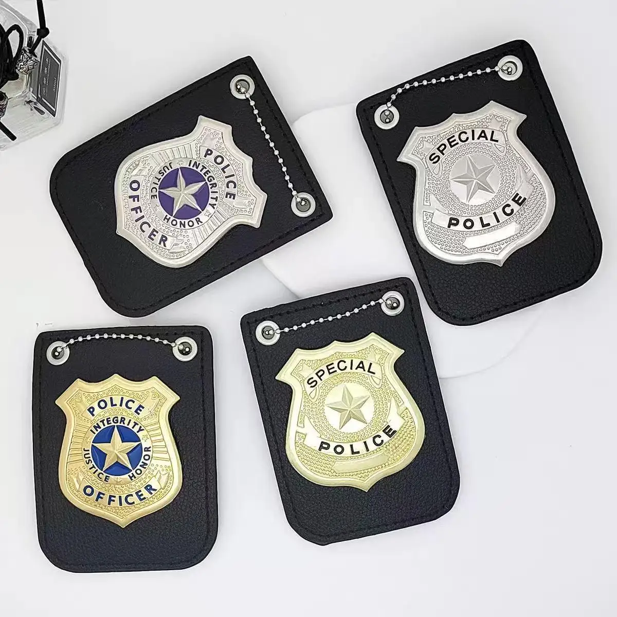 

Police Badge Pendant Necklace with Chain Alloy Law Enforcement Badge Jewelry