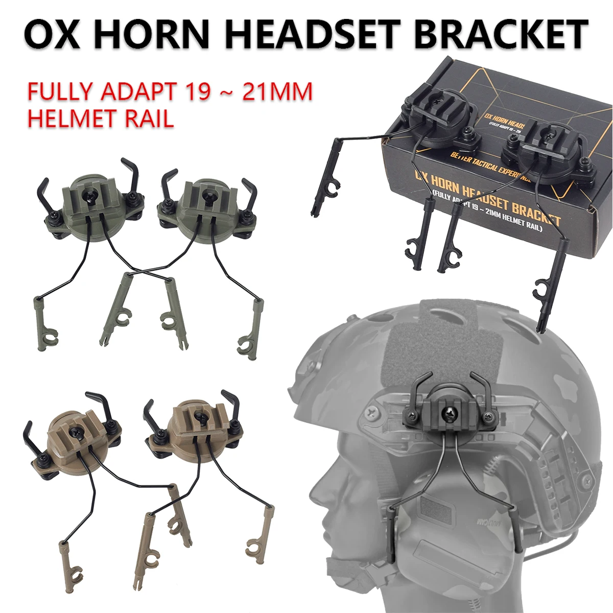 Tactical Headset Rail Adapter Headset Holders Headphone Mount Stand For 19-21mm Helmet Rail Helmet Airsoft Earmuff Hold