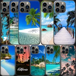 Sea Tropical Palm Trees Beach Phone Case For Apple Iphone 16 15 Plus Soft 13 12 Mini Cover 11 14 Pro Max Capa X XS XR 8 7 Shell