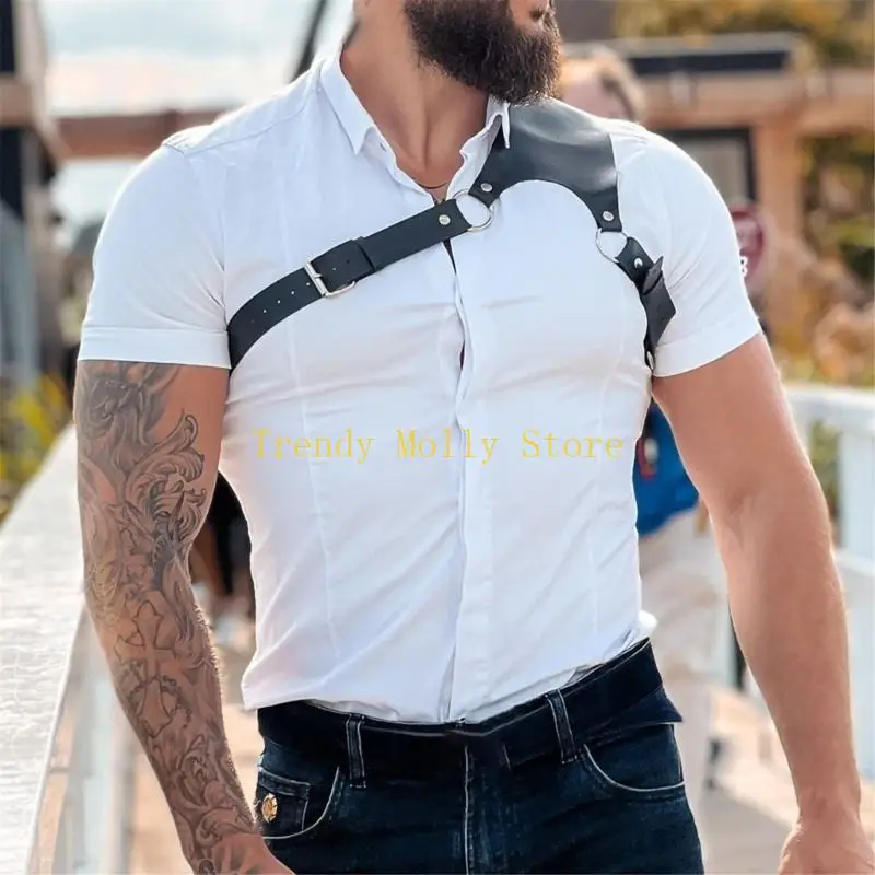 N5kb Mens Body Chest Harness Belty Punk Punk Gothic Pu Leather Leather Counter Cate Belt Barty Cosplay Clubwear Club