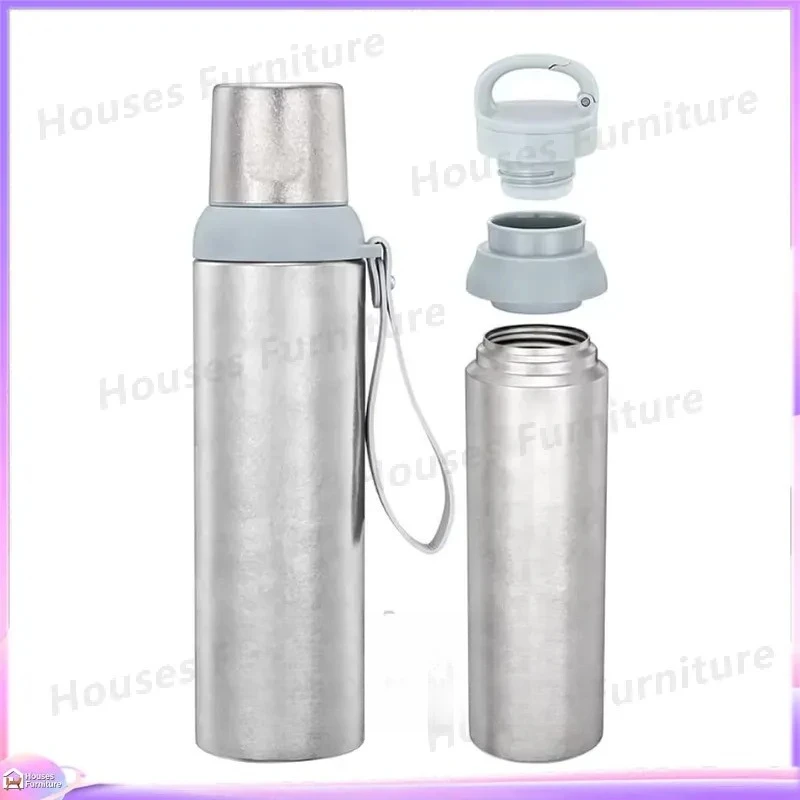 800ml Titanium Water Bottle Double Wall Vacuum Insulated Thermos Flask Outdoor Camping Sports Portable Leakproof Eco Friendly