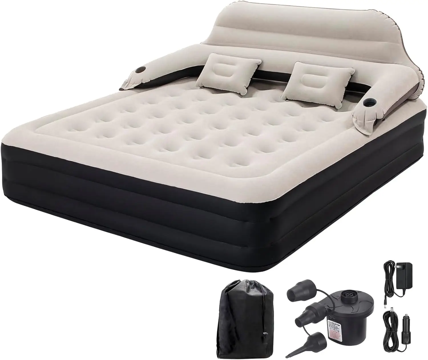

King Size Air Mattress with Headboard and Pump,Blow Up Mattress Inflatable Bed with Pillows