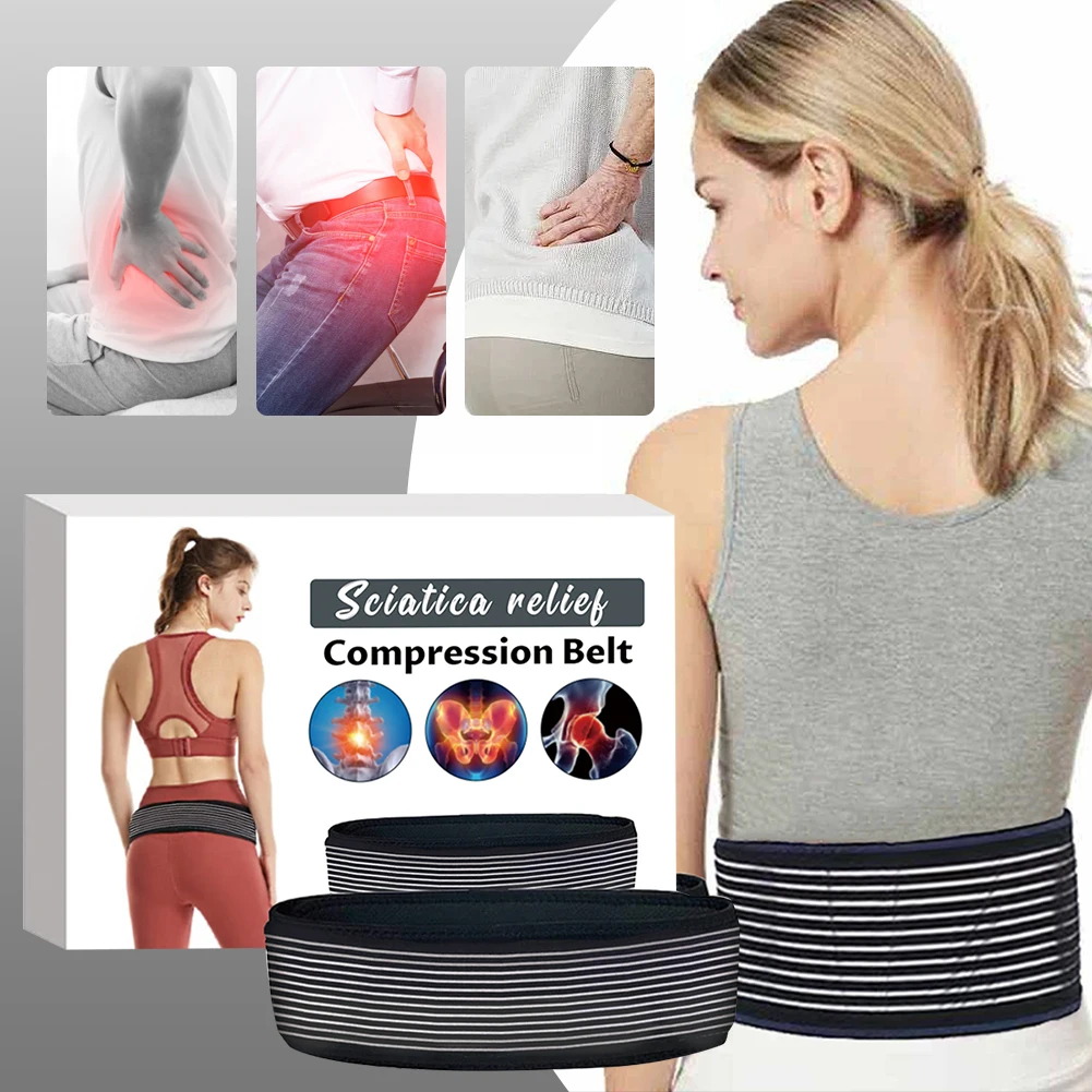 113cm Lumbar Vertebra Ache Corrective Band Pain Relief Sacroiliac SI Joint Hip Belt Anti-Slip for Pelvic Bone Correct