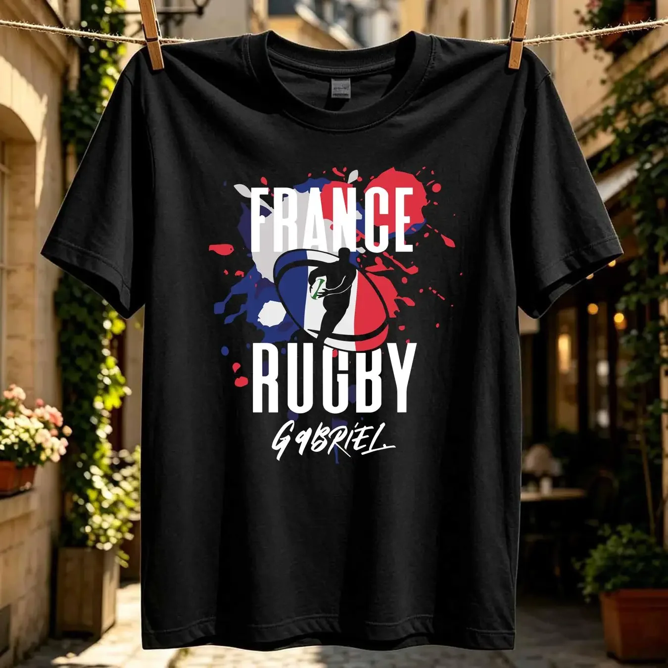 washed T Shirt Personalised France Rugby Kids Supporters 6 Nations Union Boy Girls long or short sleeves vintage Washed