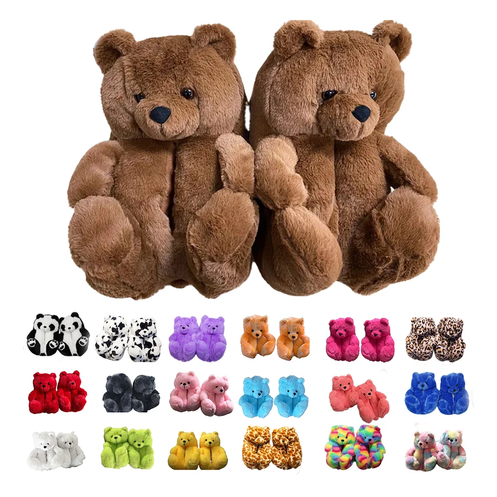 Highland Cow Fashion Bear Pluche Slippers Dames Heren Huisdieren Zachte Schoenen Kerst Slipper Volwassenen Indoor Schoenen