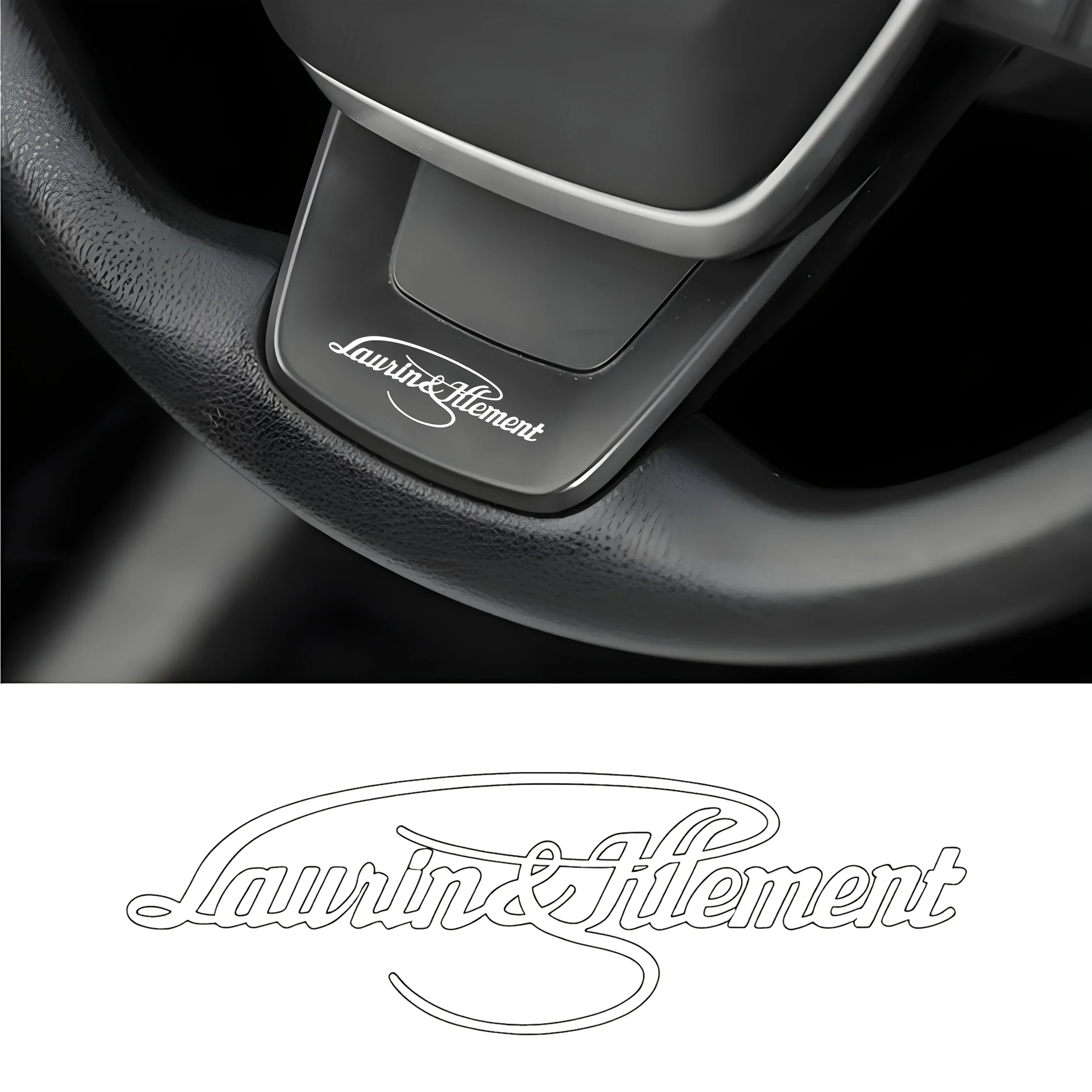 2PCS "Laurin & Klement" Retro Car Sticker, Elegant Script Decal for Car Body/Window, Add Classic Vibe to Your Automobile