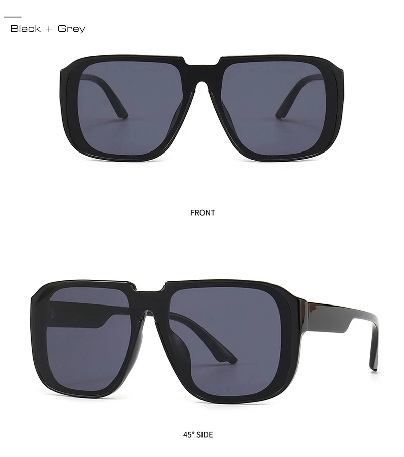 Retro Quadratische Einteilige Sonnenbrille für Männer Verspiegelte Gläser UV400 Flat-Top Herren Mode Sonnenbrille – Detail 9
