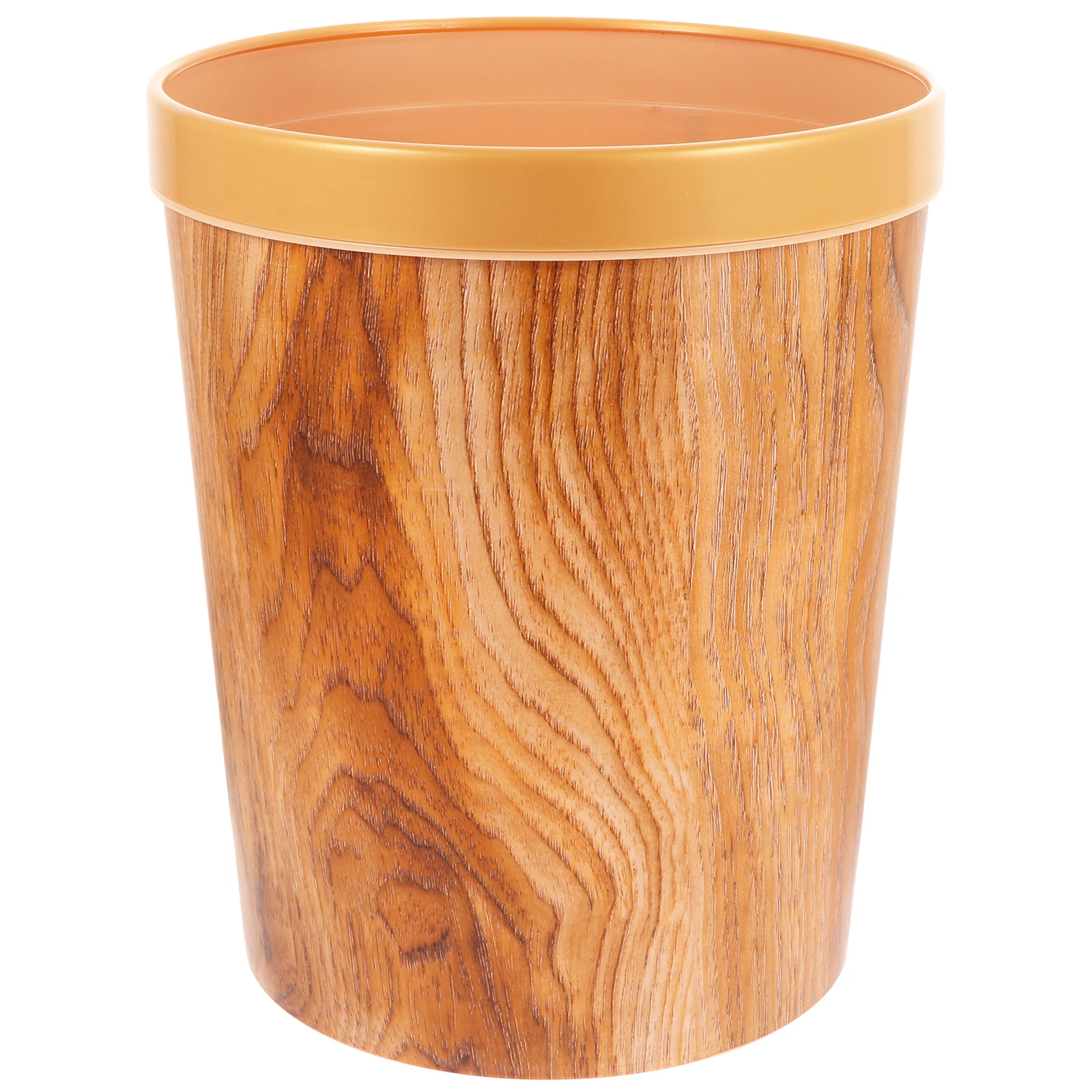 

Plastic Garbage Can Retro Trash Bin Imitated Wooden Design Non slid Kitchen Holder Suitable Home Office Use Classic Wood Pattern