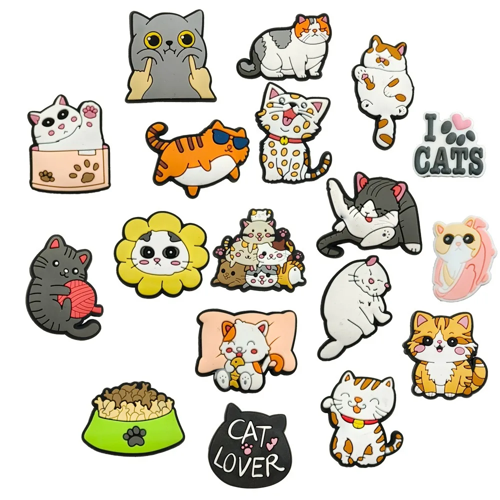 New Cartoon Cat Shaped Hole Shoe Charms Accessories Cute PVC Phone Case Decoration Portable DIY Shoe Attachment Gifts