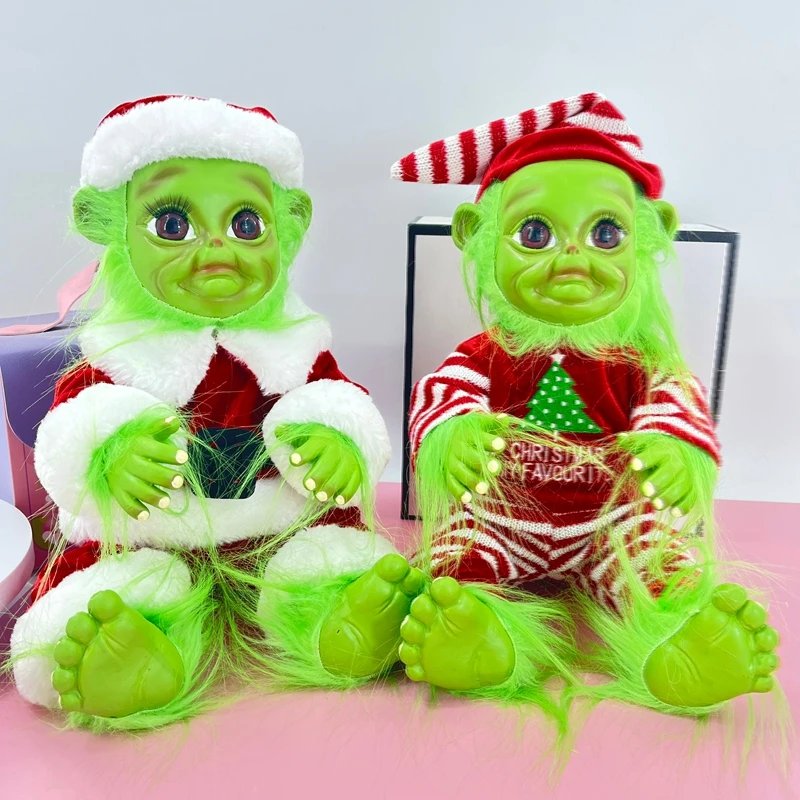 10 Inch Green Ugly Christmas Genie Figurine Doll Collectible Ornament for Home Party And Birthday Party Decoration