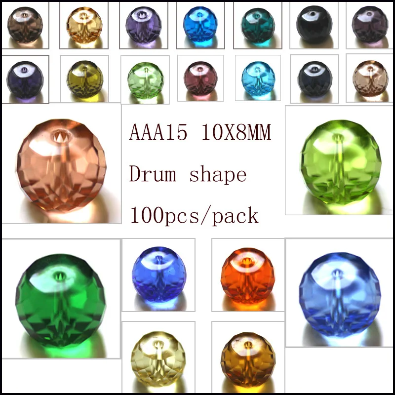 

100Pcs Crystal Glass Column Tube Spacer Beads Fit Fashion Charms Bracelets Jewelry Diy Making 10x8mm AAA Grade